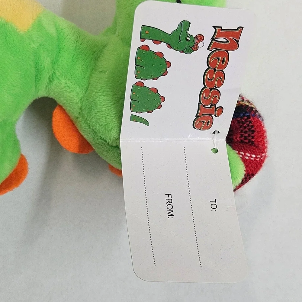 Nessie Plush Toy Dragon Scottish Tartan Hat Green Orange Soft Stuffed Animal 11